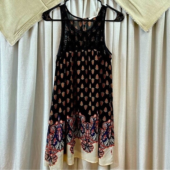 Blu Pepper Black Multicolor Geometric Boho Print Sleeveless Dress Size‎ Small - Picture 3 of 14